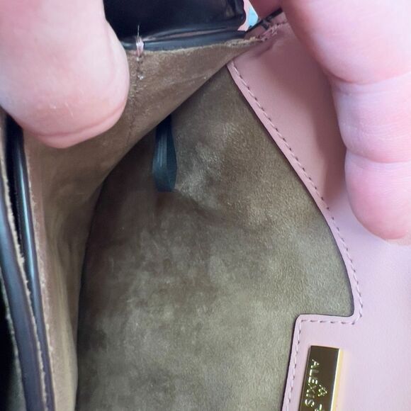 Alexis Bittar Dusty Pink Crossbody TWISTED GOLD LEATHER SADDLE BAG IN DUSTY PINK - Picture 8 of 16